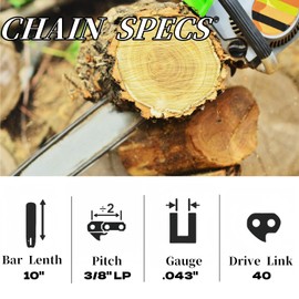 2PC 10 Inch Chainsaw Chains for Worx WG322 WG322.9 WG323 WG323.9 Chainsaw, Replacement for EGO PSA1000 PSA1020 MPS1000 MPS1001 PPSX2504 10-Inch 56V Polesaw - 3/8"LP .043" 40DL