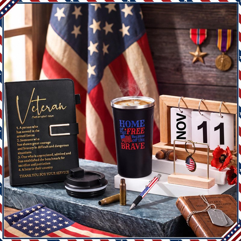 Veterans Day Gift 17 Oz Tumbler Cup A5 Journal Pen
