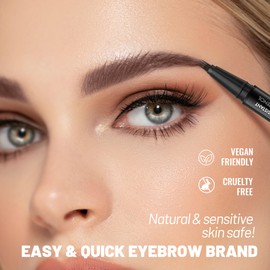 2-in-1 Dual Ended Microblading Eyebrow Pen & Eyebrow Pomade,Waterproof Curved Eyebrow Pen & Precise 15°Tip for Natural Hair-Like Brows Makeup,Perfect Make up,Last 24Hrs.