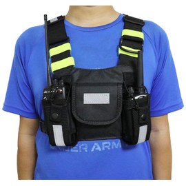 Radio Shoulder Holster Reflective Band Chest Harness Holder Vest Rig for Two Way Radio Chest Front Pack Pouch Walkie Talkie Case