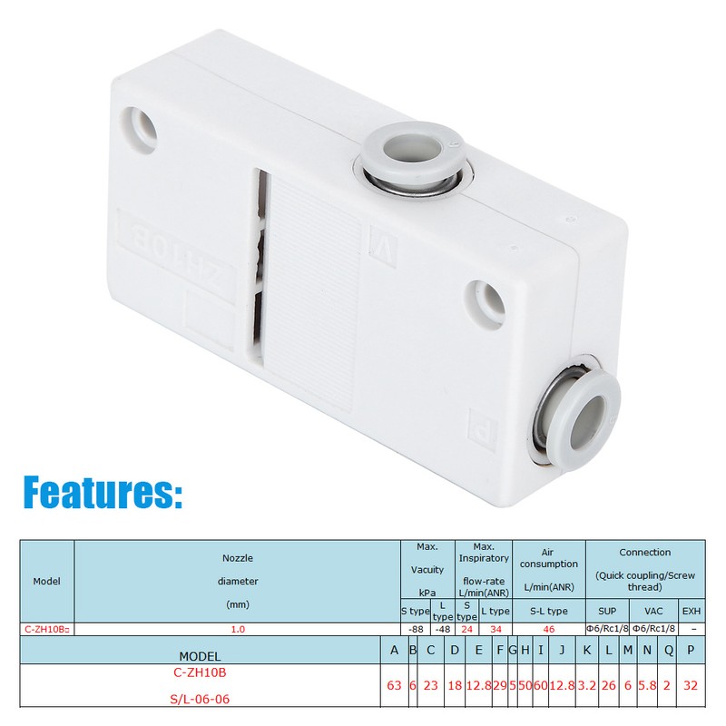 1 pcs AZH10BS-06-06 Pneumatic Vacuum Negative Pressure Generator