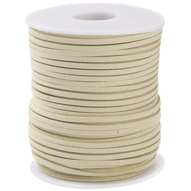 CABODYALS About 240 Yards 2MM White Faux Suede Cord Beige Flat Vegan Leather Lace Korean Imitation Leather Cord Bulk Rolls with Spool for Jewelry Making Crafts Knotting Weaving Bracelets Necklaces