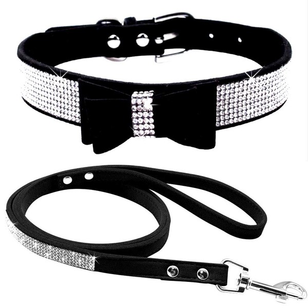 Rhinestone Dog Collar, Cute Dazzling Sparkling Soft Velvet Leather Dog