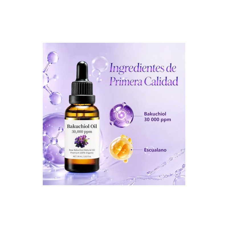 2PCS Aceite de Bakuchiol 30,000 PPM, Sérum Facial