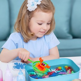 JIAMIAN Magic Water Gel Bead Sensory Toy, DIY Magic Water Elf Kit, Eight Types of Molds Sea Creatures Colorful, 3D Aqua Park Set, Kids Educational Toys, Eight Colors Randomly Selected