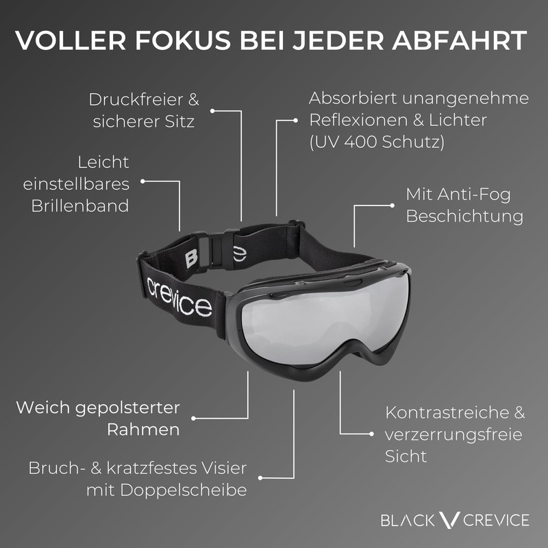 Black Crevice Adults 'Ski Goggles Black black/Silver Size:One Size