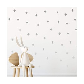 StickerDeen | Galaxy Stars Shape Decoration Removable Wall Art Vinyl Decal Stickers | (Pack of 120) (Silver)
