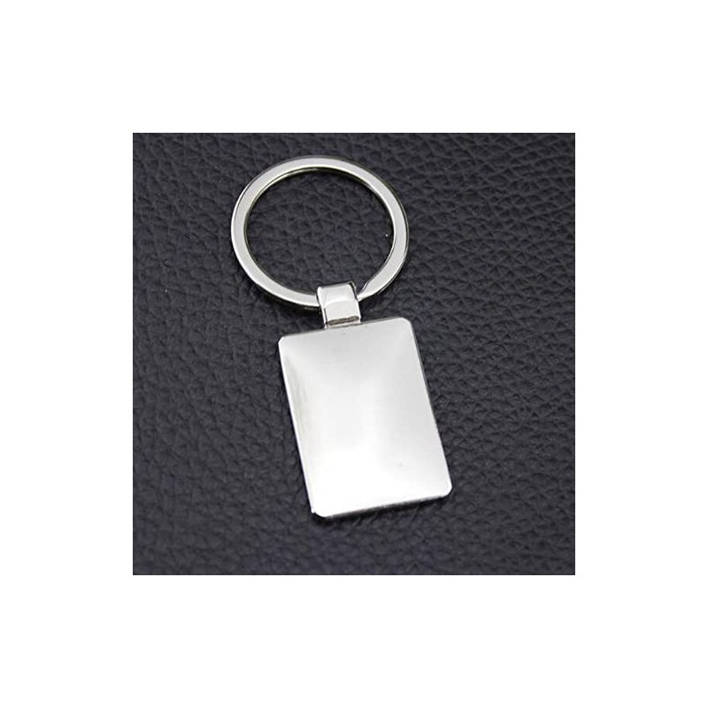 ARFUKA Keyring Stainless Steel Square Tag Pendant Car Key Ring