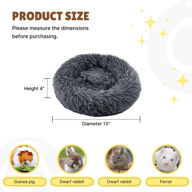 HeNdShe Guinea Pig Bed Soft Washable Donut-Shaped Burrowing Pet Bed