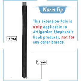 Artigarden Outdoor Shepherd Hook Flexible Extension Poles, 2 Packs, Bright Black