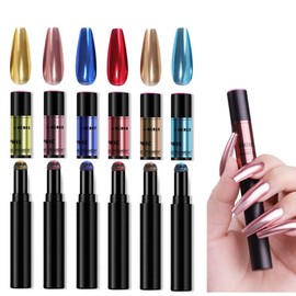 XICHEN 6 colors/set Chrome Nail Powder Pen Holographic Nails Powder with Mirror Effect