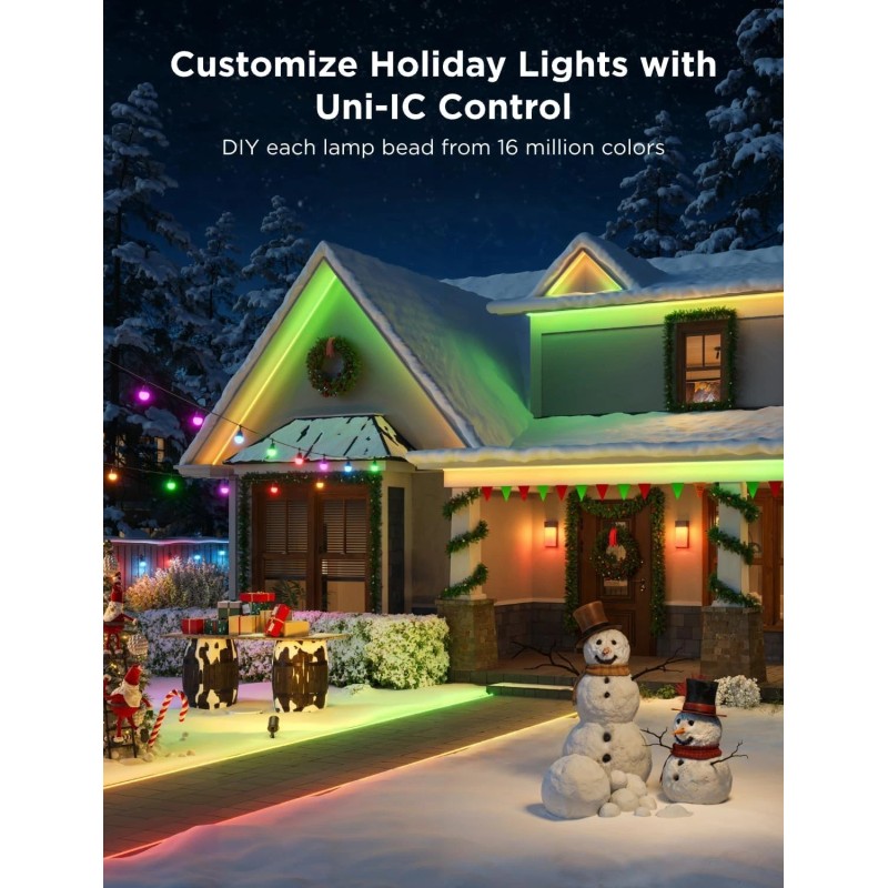 Govee Smart Outdoor String Lights 2, 96Ft RGBIC Dimmable alexa,