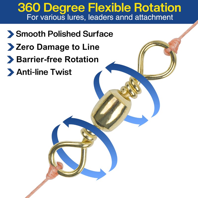 JOGFFDE 210pcs Fishing Barrel Swivel Rolling Barrel Bearing Fishing Swivel