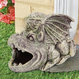Noegrus Gargoyle Gutter Downspout Extender Statue, Garden Demon Ornament, Fish Decorative Gutter Extension Downspout, Perfect Rain Diverter for 3"x4" Downspouts, Eco-Friendly Resin, Outdoor Decor Gift