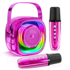 Microphone Karaoke Toy, Bluetooth Karaoke Machines, Karaoke Player, Microphone for Charging (Pink-2 Microphones)