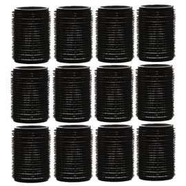 AKH® Hair Rollers | Pack of 12 | Black Large Hair Rollers 30mm | For Short And Long Hair Salon Hairdressing, Hair Styling, Waves and Curles | Self Grip Holding Rollers For Men Women Kids |Curling Tool