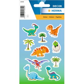 HERMA 15650 Dinosaur Stickers, Small, Large, Pack of 30, Animal Stickers with Cute Dinosaur Motif, Children's Labels for Photo Album, Diary, Poetry Album, Scrapbooking, Birthday Decoration, Letters,