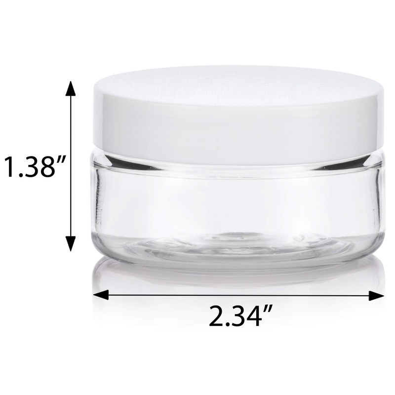 JUVITUS 2 oz Clear PET Plastic Low Profile Travel Jar