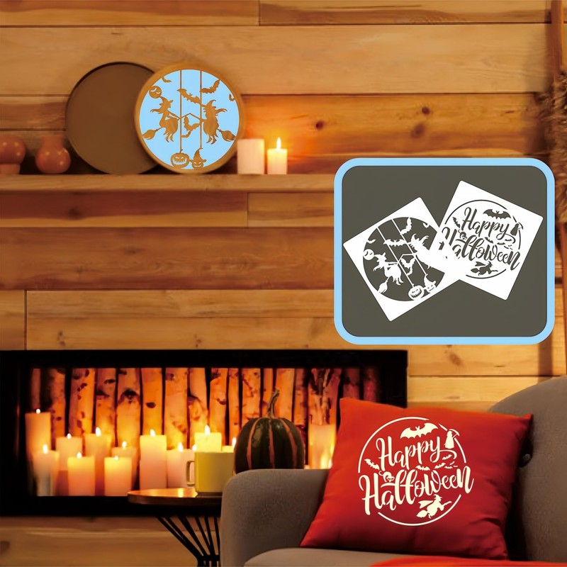 Lekabee 16 Pcs Halloween Stencils 8x8inch