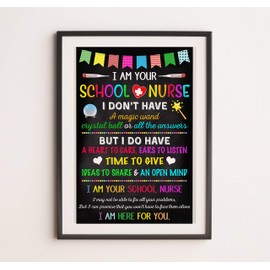 LUPPLE Posters AprilLove I am Your School Nurse I Don't Have A Magic Wand Sign, Office Poster, Health Clinic Print, Chalkboard Sign