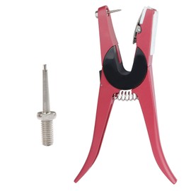 Fippy Universal Animal Ear Tag Pliers with Replacement Needle for Installing Pigs Cattle Sheep Ear Tag Applicator (Red)