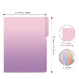 Ddaowanx Decorative File Folders Cute Colored File Folder,Letter Size File Folders for Documents,1/3-Cut Tabs,9 x 11.5 Inches,for Office,School,Home (12, Gradient)