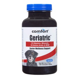 COMFORT Geriatric Supplement for Dogs, 100 Count, Contains MSM, Superoxide Dismutase, Ester-C, 19 Vitamins and Minerals & 18 Amino Acids, Made in The USA