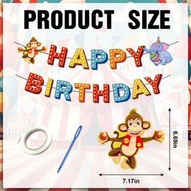 On-Airstore Circus Carnival Happy Birthday Decoration Banner Circus Animal Hanging Decor Banners for Carnival Birthday Party Decoration Home Indoor Outdoor Wall Decor Hanging Decoration Supplies