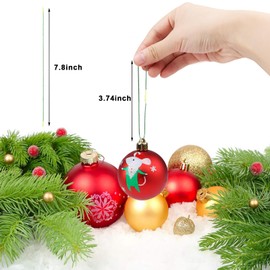 CCINEE 200 Pcs 7.9" Inch Christmas Ornaments String Hanger,Precut Ribbon Hook Metallic Sliver Ornament String with Snap Fastener for Christmas Holiday Ornaments Hanging Decoration
