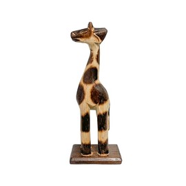 My Family House Wooden Giraffe Ornament Hand Carved Safari Jungle Themed African Fair Trade Animal 20cm