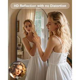 PIUDOC 58"x19"Floor Mirror Full Length,Arched Full Length Mirror with Stand,Full Body Mirror,Hanging or Large Leaning for Bedroom Living Room Black