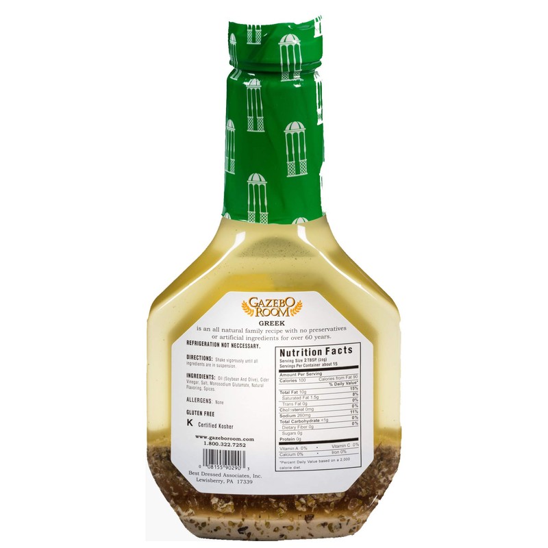 Gazebo Room Greek Salad Dressing and Marinade 16 oz (6