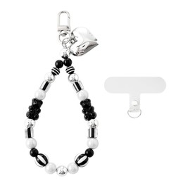 Torytoe Handykette Perlen, Handygurt Universal Handykette Kurz Band für Handyhülle Handyanhänger Schlüsselband Perlen (Schwarze Bären)