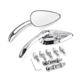 Chrome Skull Teardrop Aluminum Rearview Side Mirrors fits for Harley Dyna Electra Glide Motorcycle (1 Set including 2 PCS, Left & Right)