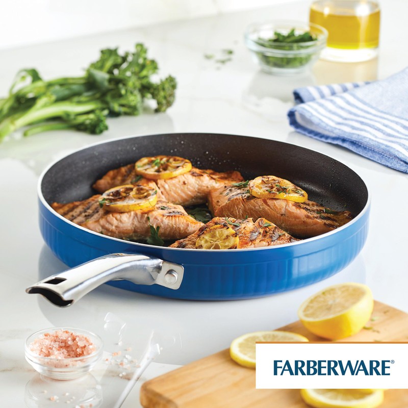 Farberware Style Nonstick Cookware Deep Round Grill Pan/Griddle, Dishwasher Safe,