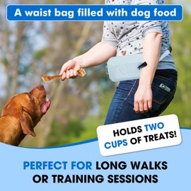 Purfur Dog Treat Pouch with Clicker & Poop Bag Holder – Waterproof Silicone, Adjustable Waist Belt for Training & Walking – Puppy Treat Pouch for Pet Training (Blue)