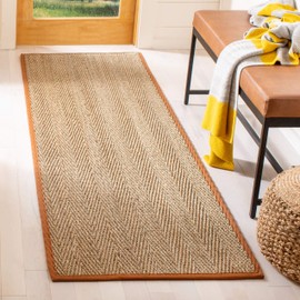 Safavieh Natural Fiber Collection NF115B Border Herringbone Seagrass Runner, 2'6" x 10' , Brown