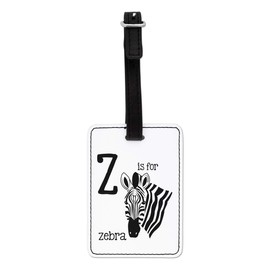 Gift Base Letter Z is for Zebra Visual Luggage Tag with Black Strap