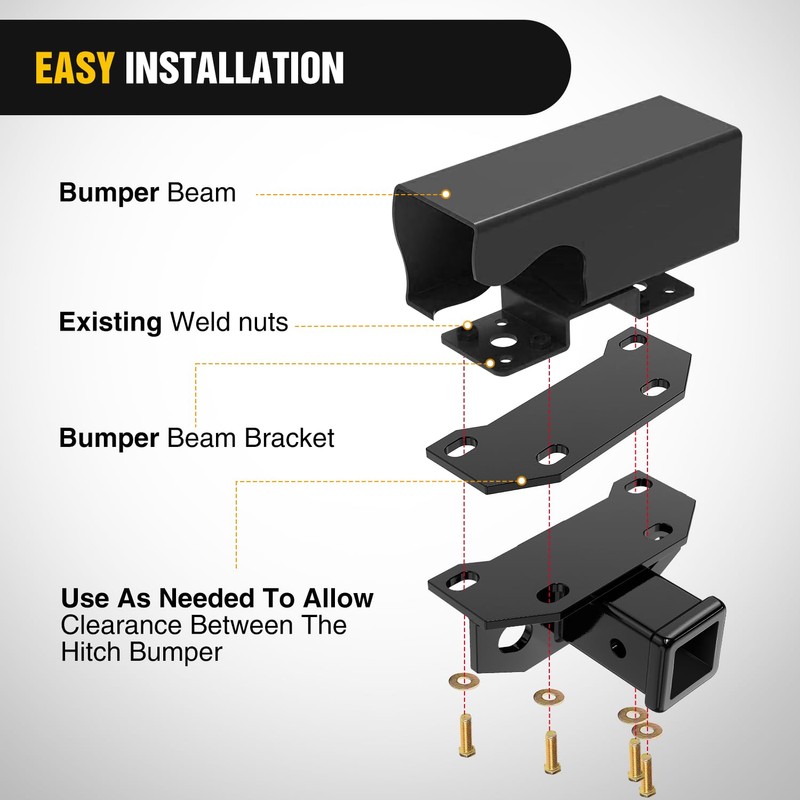 Nilight 2 Inch Rear Trailer Hitch Receiver Kit for 2010