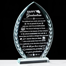 YWHL Graduation Gifts for Her Him, Class of 2025 High School College Graduation Gifts for Women Men, Masters Degree PHD Graduate Gift Plaque Crystal Keepsake Present for Girls Daughter Son