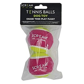 SCREAM 92-SDT04199 Solid Foam Tennis Ball 2Pk, Loud Green & Pink, 6.5cm