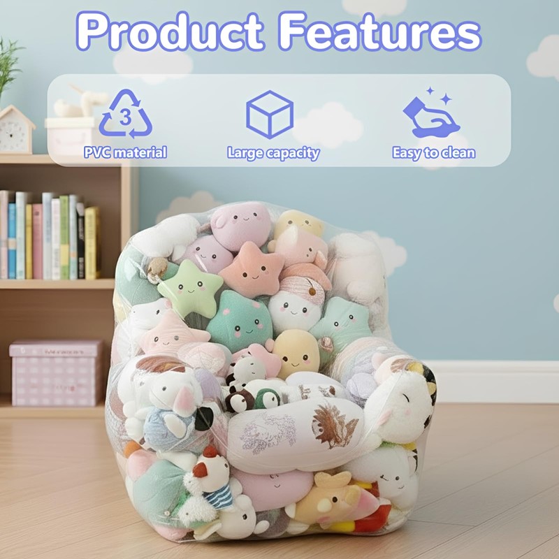 Clear Stuffed Animal Storage Chair for Kids, Extra Large Waterparoof