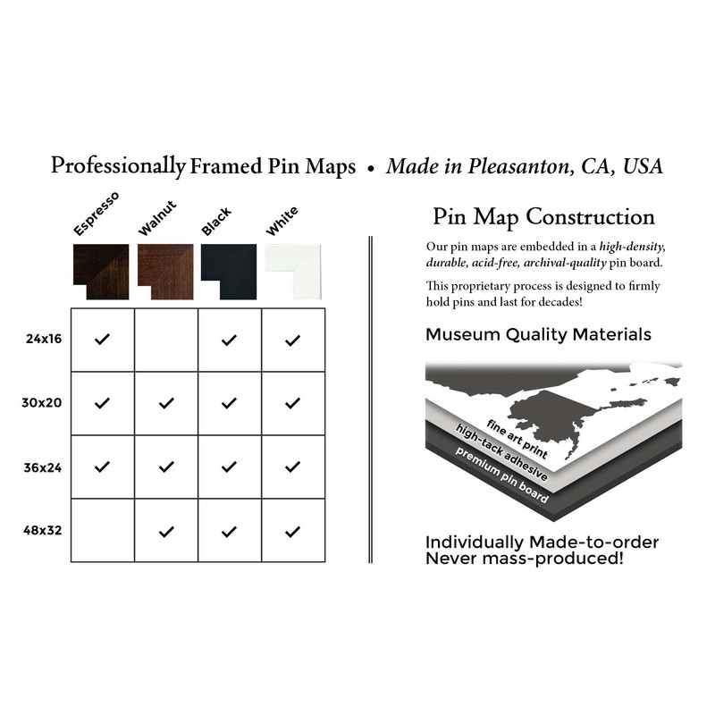 Framed College Football Stadium Map - Features Pac 12 Teams