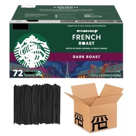 French Roast Dark Roast K' Cup Coffee Brewers Coffee Pods 72 Count (Packaging May Vary) KLJ Stirrers Included Value Box By StarBuc'ks