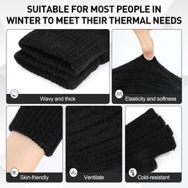 TAGVO Women Fingerless Gloves, Half Fingerless Gloves Winter Thermal Women Thumb Hole Windproof Gloves for Skiing Cycling and SMS, Geeinget for Ladies and Mens Black