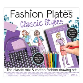 Fashion Plates Classic – Girls Fashion, Mix-and-Match Drawing Kit, Arts and Crafts, Coloring, Art Supplies, Craft Supplies, Stencils, Crayons Included, Create Your Own Fashion Designs, Ages 6+