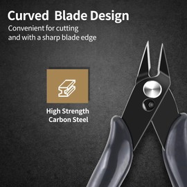 KTHZI 2 Pcs Wire Cutter Precision Flush Cutters Side Cutter Mini Cable Snips Diagonal Pliers with Soft Grip Slip Guards Handles for Cable Tie, Plastic Models, Home DIY Jewelry, Electronics, Black