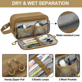 Prokva Tactical Toiletry Bag for Men, Shaving Travel Bag for Toiletries, Khaki (Empty Bag, Patent Design)