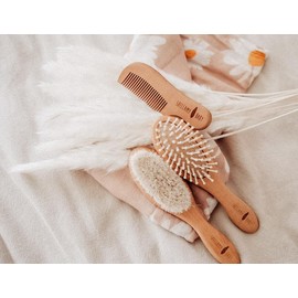 Shellamy Baby 3 Piece Wooden Baby Hair Brush and Comb Set