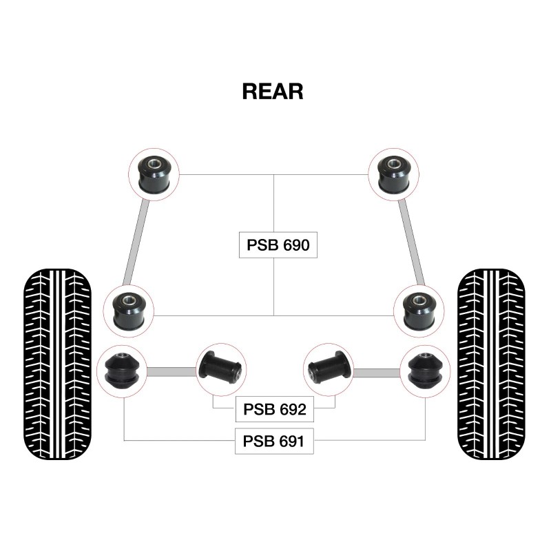 PSBushings 8x Lexus SC 430 (02-10) Rear Polyurethane Bushing Kit